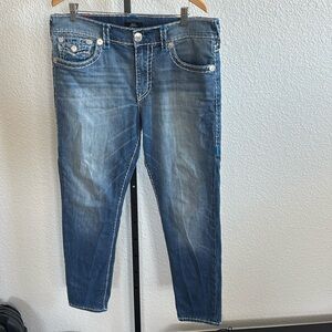 True Religion Rocco Relaxed Skinny Blue Jeans 36 EUC